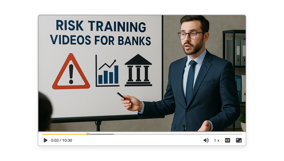 Risk training videos for banks made with Visla keep employees engaged and informed with clear, professional visuals.